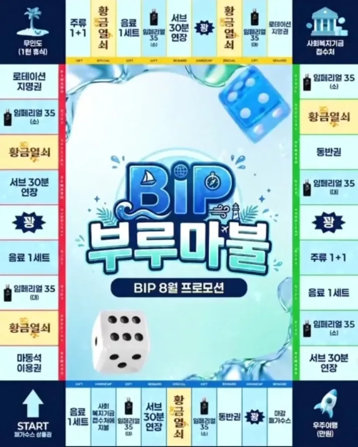 부산 여성전용바 비아이피바 BIP 부루마불 · 비아이피 공식 블로그 이벤트 포스터